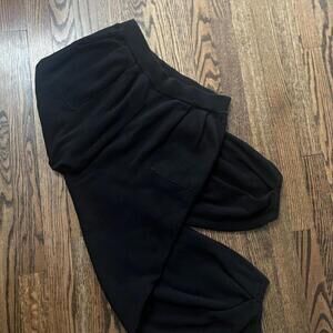 Black high-waisted balloon leg loose knitted sweatpants
